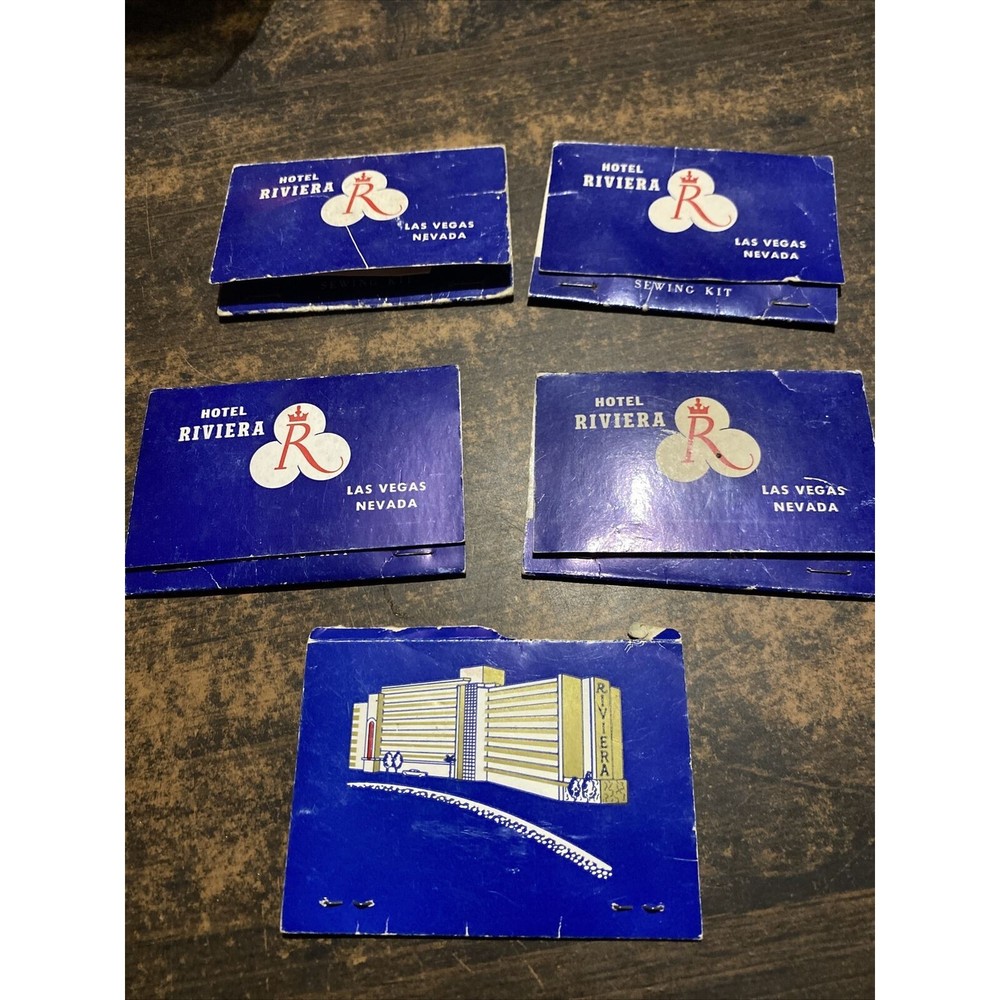 Lot of 5 Vintage Hotel Riviera Las Vegas Sewing Kits